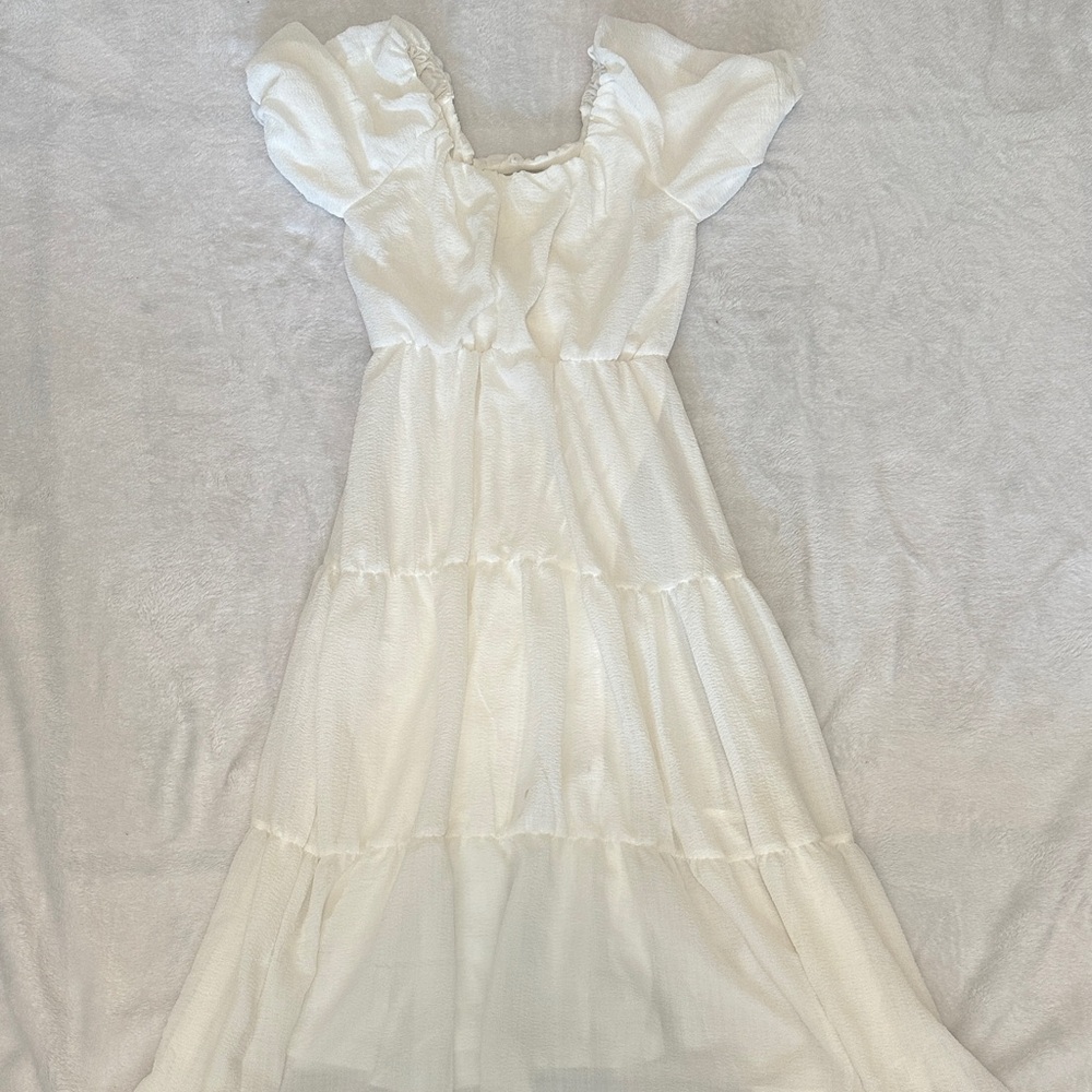 Black Tape White High Low Dress